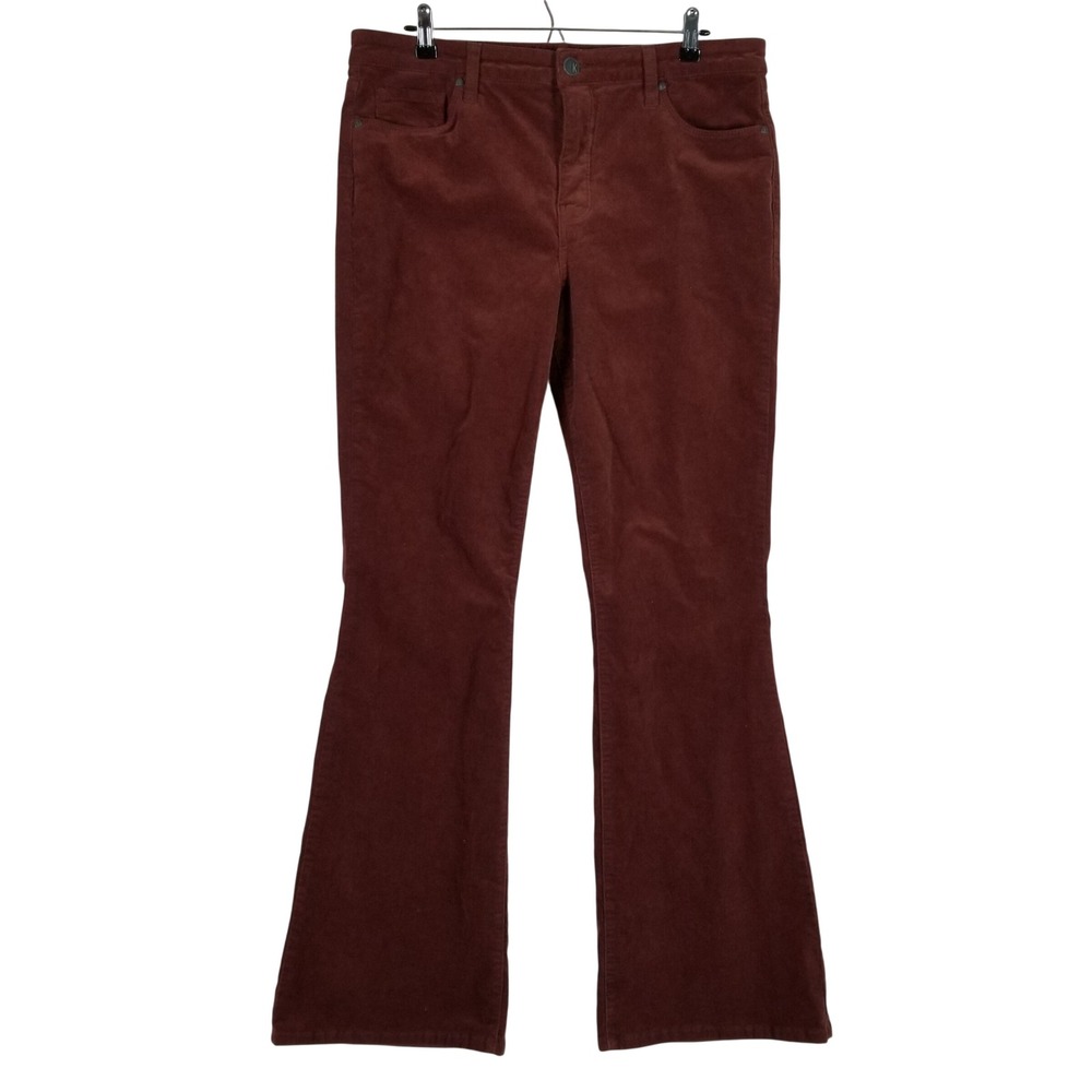 Kut from the Kloth Corduroy Flare Pants Womens 14 Brown Ana High Rise Fab Ab
